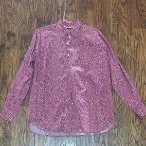 Austin Reed Red Floral Button Down Shirt. L